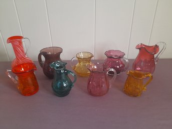 Mixed Colored Glass Creamers Lot