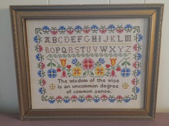 ABC 'The Wisdom Of The Wise' Framed Needlepoint