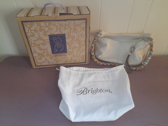 Brighton Barbados White Leather Bag W/ Multicolored Strap