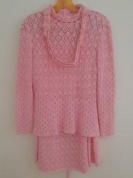 Handmade Bright Pink Sweater & Skirt Set