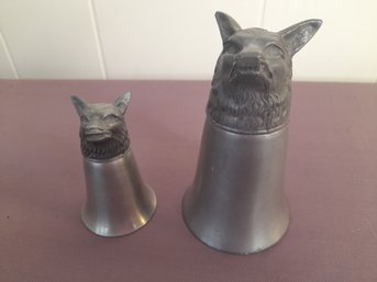 Vintage Pewter Fox Head Stirrup Cups