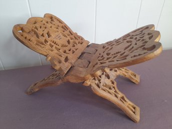 Hand Carved Wooden Folding Book Holder