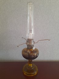 Vintage Amber Glass Oil Lamp