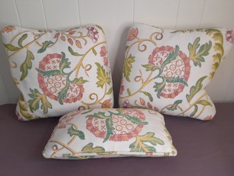 Vintage Embroidered Throw Pillows Lot Of 3