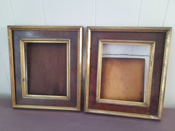Pair Of Vintage Wooden Picture Frames W/ Gold Gilt Trim