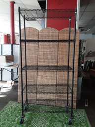 Black Wired Metal Shelf On Wheels #1