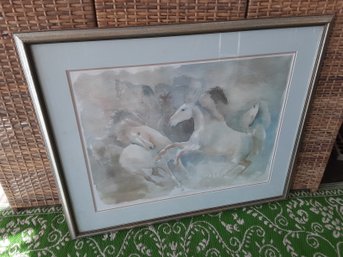 Beatrice Bulteau Framed Aurore 164/500 Serigraph Of Horses