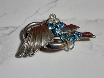 Vintage Silver Blue Stone Broach