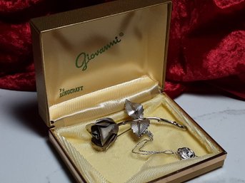 Vintage Silver Rose Broach
