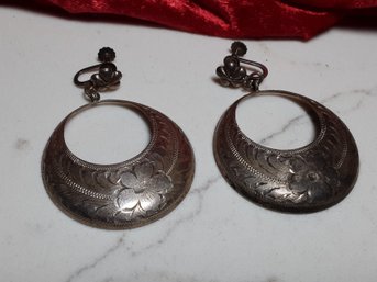 Large Sterling Silver Clip On Earrings 10.20 G