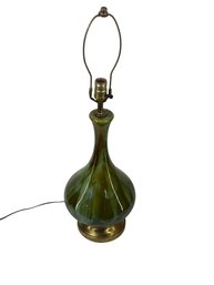 Mid Century Ceramic Table Lamp Green Drip Blaze