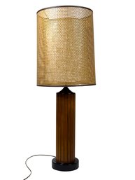 Vintage Gruvwood Table Lamp - Walnut And Rattan Rattan Caning