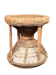 Boho Chic Hourglass Rattan Wicker Bohemian Stool/Side Table