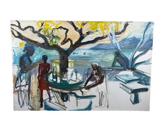 Large Seascape On Canvas Signed Ramona Agro