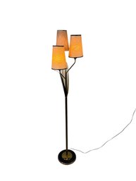 MCM Black And Brass 3 Arm Tree Form Floor Lamp