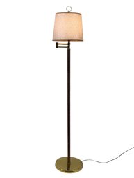 Vintage Mid Century Rattan & Brass Wrapped Column Floor Lamp