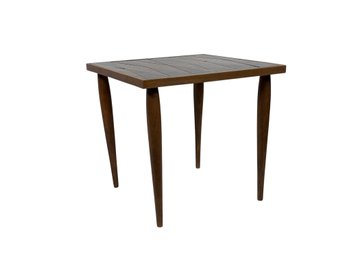 Mid Century Modern Georges Briard Style End Table In Walnut & Glass