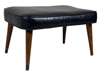 MCM Black Naugahyde Foot Stool Hassock Ottoman