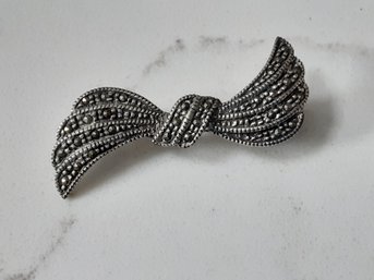 Sterling Silver Marcasite Broach 5.39g