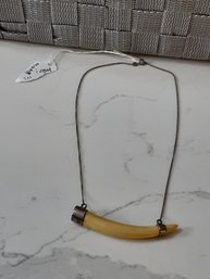 Vintage Large Horn Pendant Sterling Silver Chain