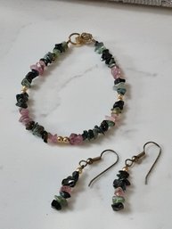 Multi Stone Crystal Bracelet And Earrings