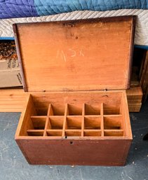 Antique Pine Storage Box With Dividers With Original Finish - Original Rustic Charm