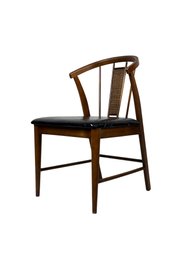 Black And Rattan Back MCM Side Chair