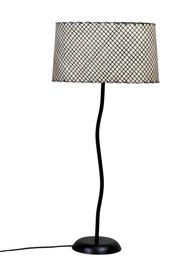 Black Wiggle Table Lamp With Fiberglass Shade