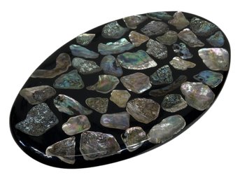 Hollywood Regency Style Lucite Abalone Shell Vanity Tray Trivet