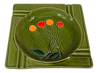 Large Green  Floral MCM Ashtray