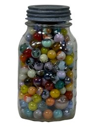 Old Mason Jar Of Marbles