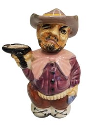 Vintage Cowboy Decanter Western Gun Slinger Hand Painted - Made In Japan