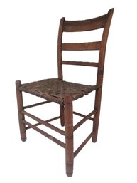 Antique American Three-Slat Ladder Back Splint Weave Chair