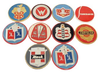 Ten Vintage 1950s Wheaties Car Replica Round Tin Premium Prize Emblems