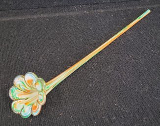 Vintage Art Glass Colorful Long Stemmed Flower