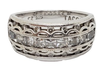 Tacori & CZ Ladies Size 7.5' Sterling Silver 925 Ring