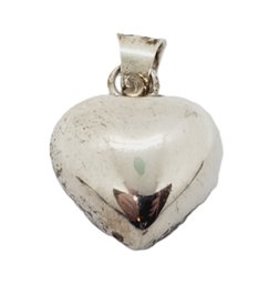 Vintage Sterling Silver 925 Mexico Hollow Puffy Heart Pendant