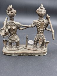 Antique Bronze Dhokra Ancestor Figures- Warriors With Cobras