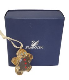 Adorable Retired Swarovski Austria Crystal Georgie The Gingerbread Man Hanging Ornament In Box With COA