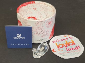 Retired Swarovski Austria Crystal Lovlots Piggy Pong Pig Figurine W/ Box & COA