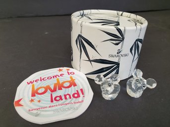 Retired Swarovski Austria Crystal Lovlots Jo & Harry Miniature Mice Figurines W/box