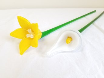 Decorative Glass Flowers Sculptures Daffodil And Lily Flower