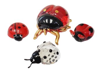 Assorted Glass & Crystal Ladybug Figurines-including Swarovski Ladybird Ladybug