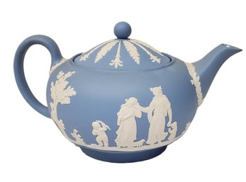 Vintage Blue Large Wedgwood Jasperware Teapot Made In England