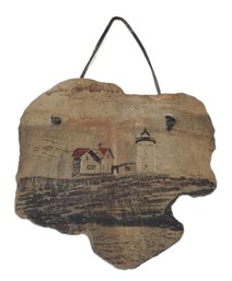 1986 Nubble Maine Slate Nautical Lighthouse Hand Painted Wall Plaque