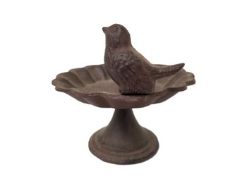 Small Vintage Tabletop Cast Iron Bird Bath Feeder