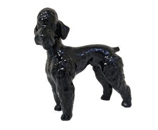 Vintage Black Ceramic Glazed Terrier Dog Figurine