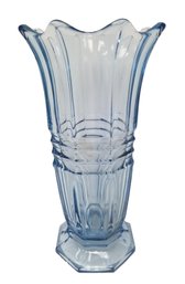 Antique Art Deco Ice Blue Depression Glass Vase