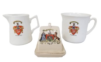 Miniature Vintage English Teacup, Creamer & Cheese Dish - Made In England