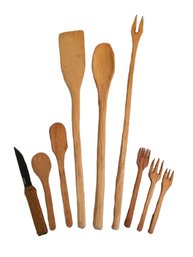 Vintage Hand Carved Wooden Cooking & Dining Utensils